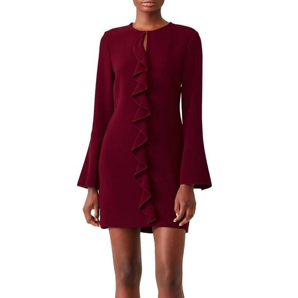 Rachel Zoe Monner Dress Bell Sleeve Cascading Ruffle Sheath Mini Purple Size 0 - Picture 2 of 9